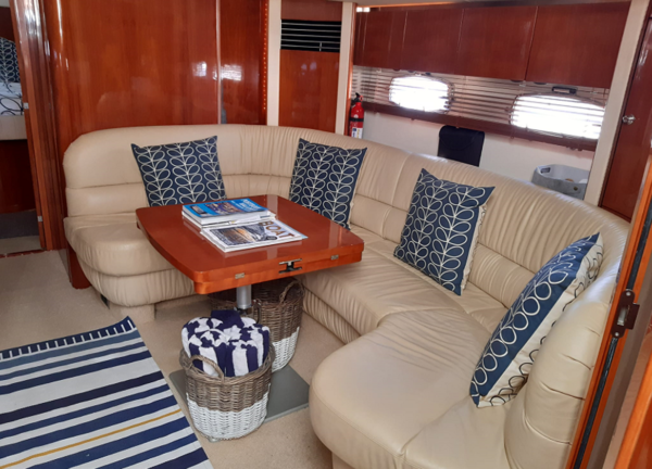 saloon fairline targa 52 lady g charter yacht mallorca