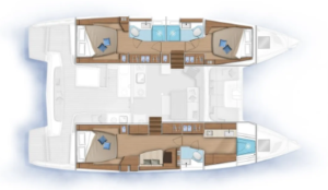 Yachtlayout Lagoon 46 (2023) owner version 3 cabins + crew cabin