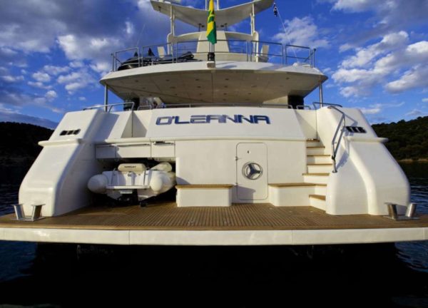 rear luxury yacht oleanna 145ft mediterranean sea