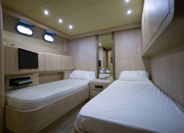 two bed cabin luxury yacht mangusta 80 happy hour balearic islands