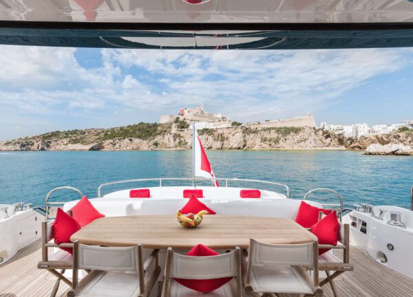 Palumba Sunseeker For Charter In Ibiza Exterior Dining