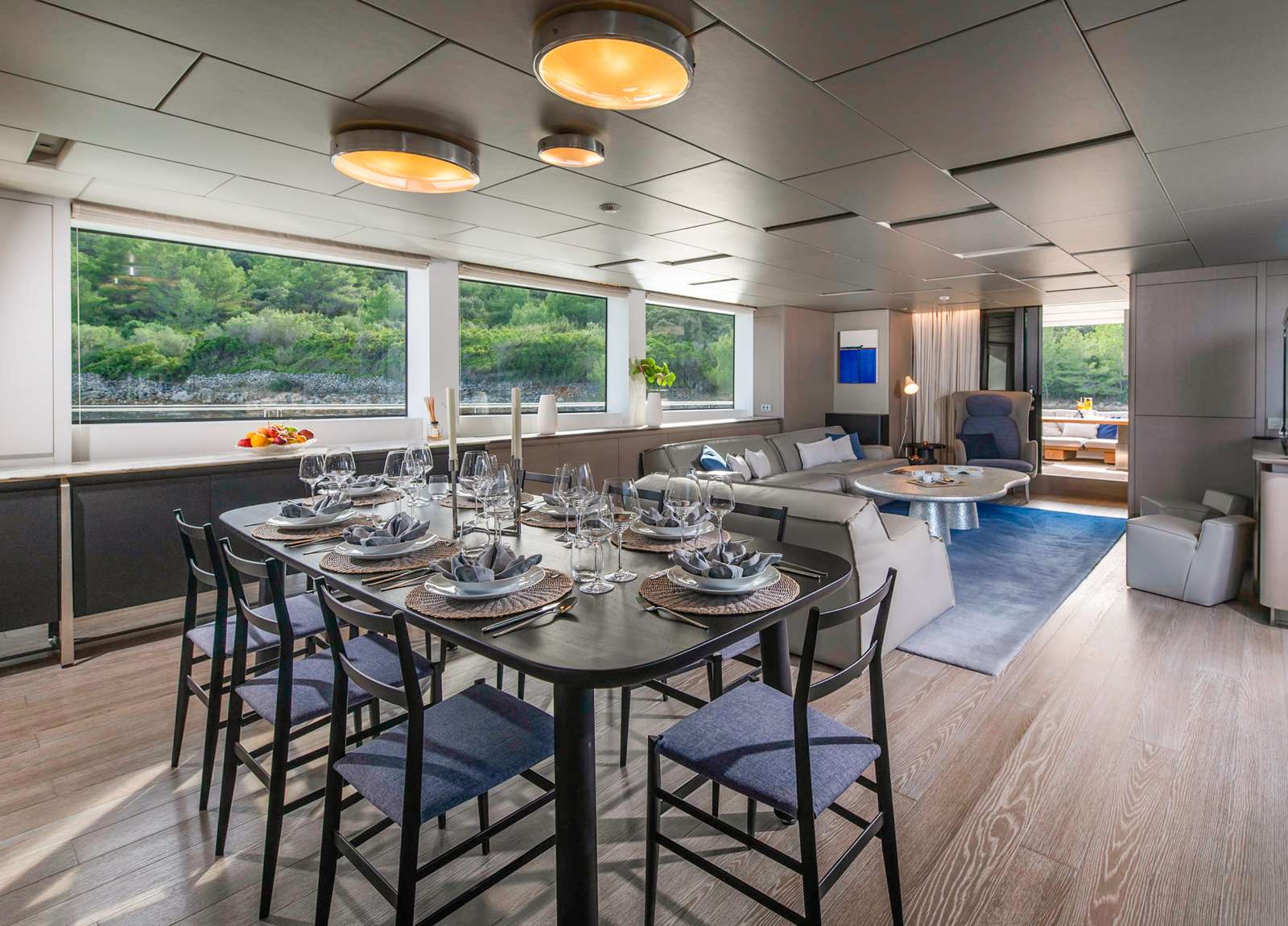 dining table luxury yacht sanlorenzo sl 106 andiamo croatia charter