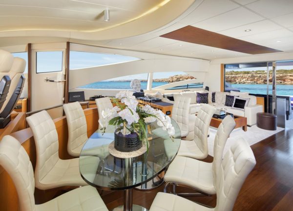 dining table luxury yacht pershing 90 shalimar ii balearic islands