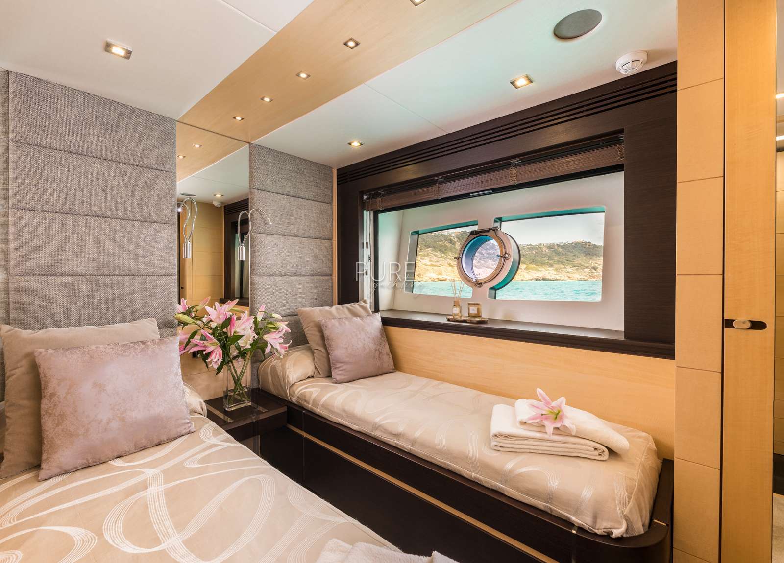 two bed cabin luxury yacht sunseeker 80 seawater balearic islands