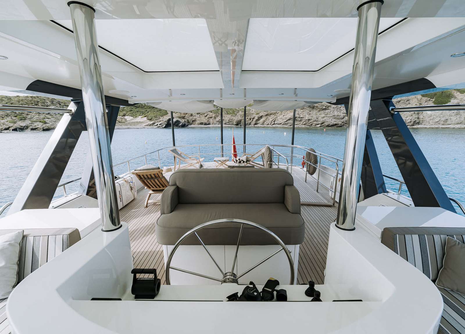 steering wheel luxury yacht for charter mallorca las ninas