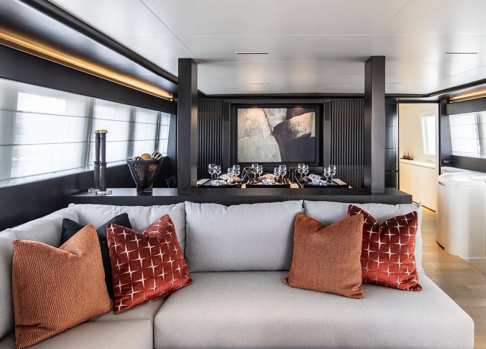 living room luxury yacht bugari 112 project steel