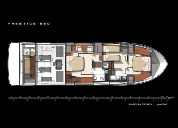 layout Motoryacht charter prestige 550 fly merecido Mallorca
