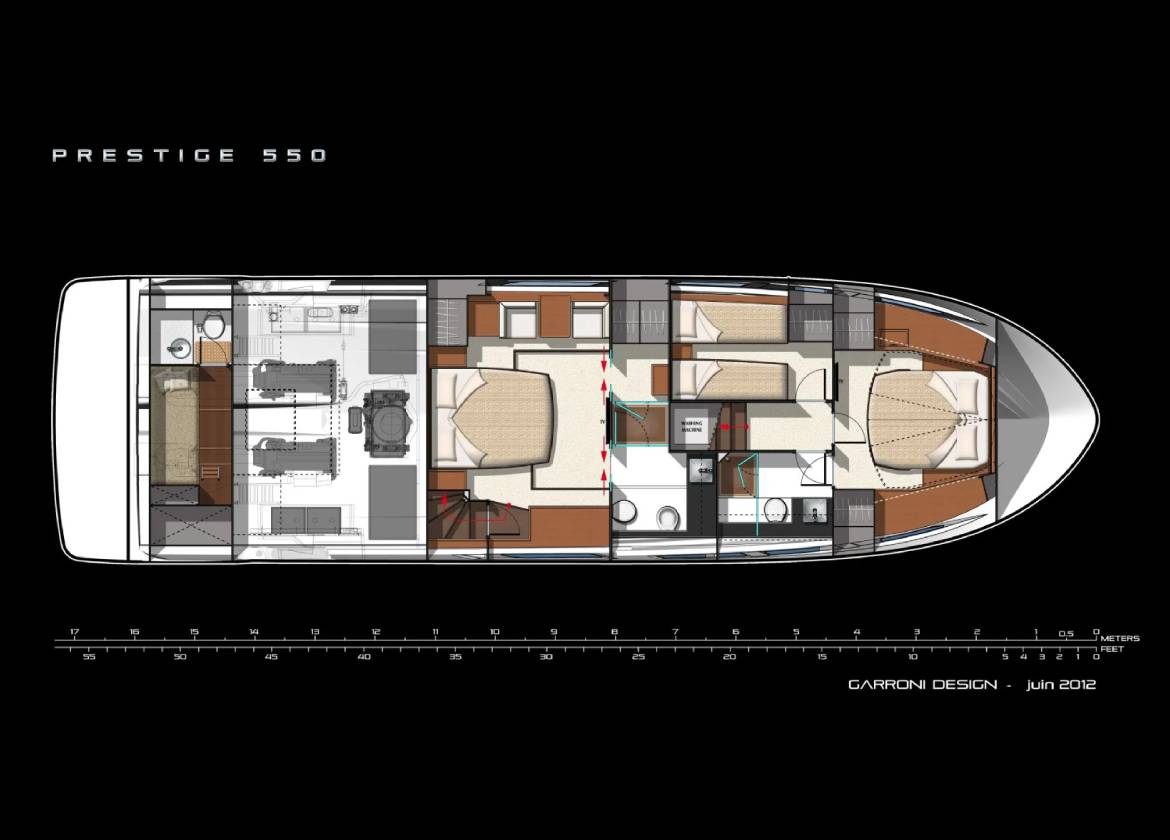 layout Motoryacht charter prestige 550 fly merecido Mallorca